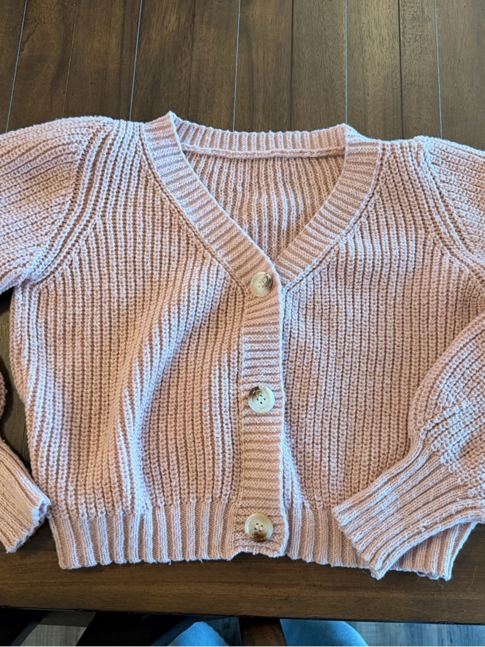 Soft Pink V-Neck Button Front Women’s Sweater Cardigan